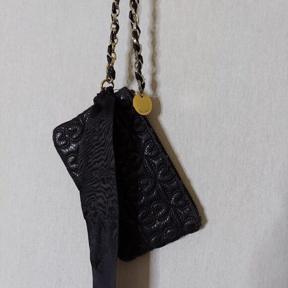 Deux lux quilted black wristlet clutch evening bag - Picture 3 of 10